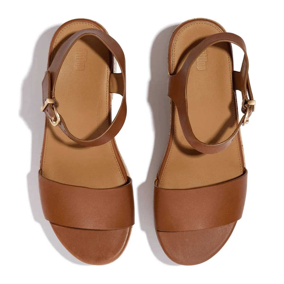 FitFlop Women's PlatFForms Ankle-Strap Deep Tan Leather