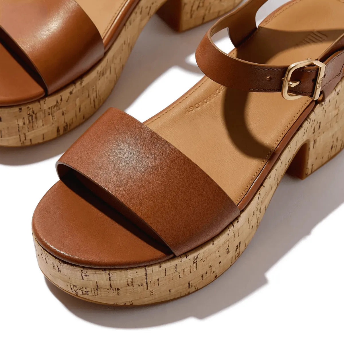 FitFlop Women's PlatFForms Ankle-Strap Deep Tan Leather