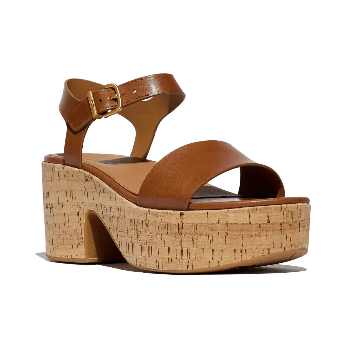FitFlop Women's PlatFForms Ankle-Strap Deep Tan Leather