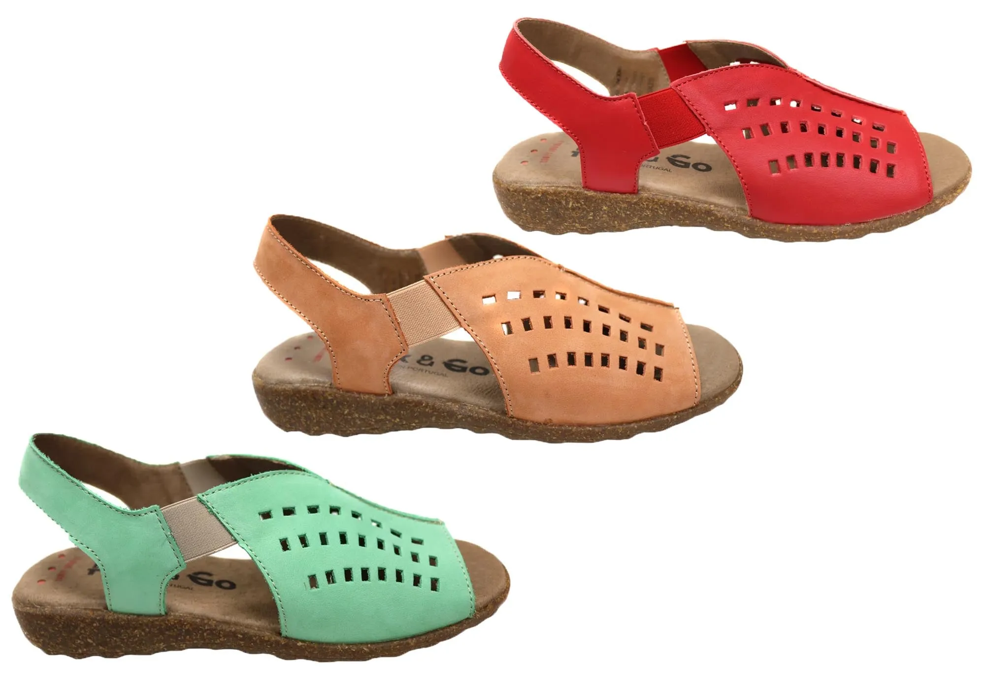 Flex & Go Rochela Womens Comfortable Leather Sandals Made In Portugal Flex & Go Shoes