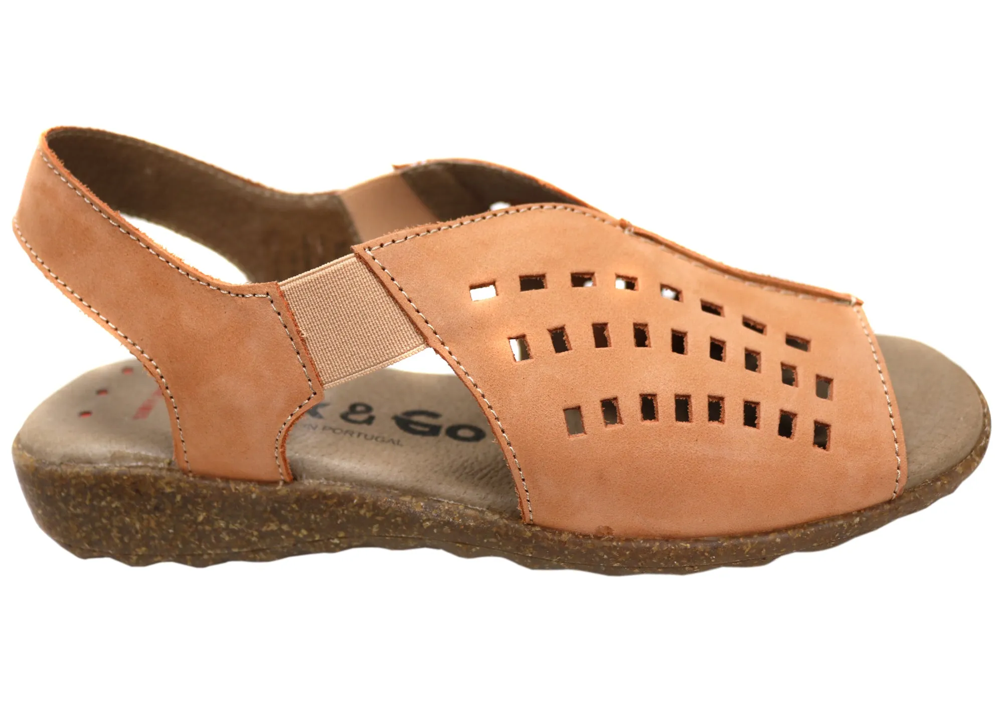 Flex & Go Rochela Womens Comfortable Leather Sandals Made In Portugal Flex & Go Shoes