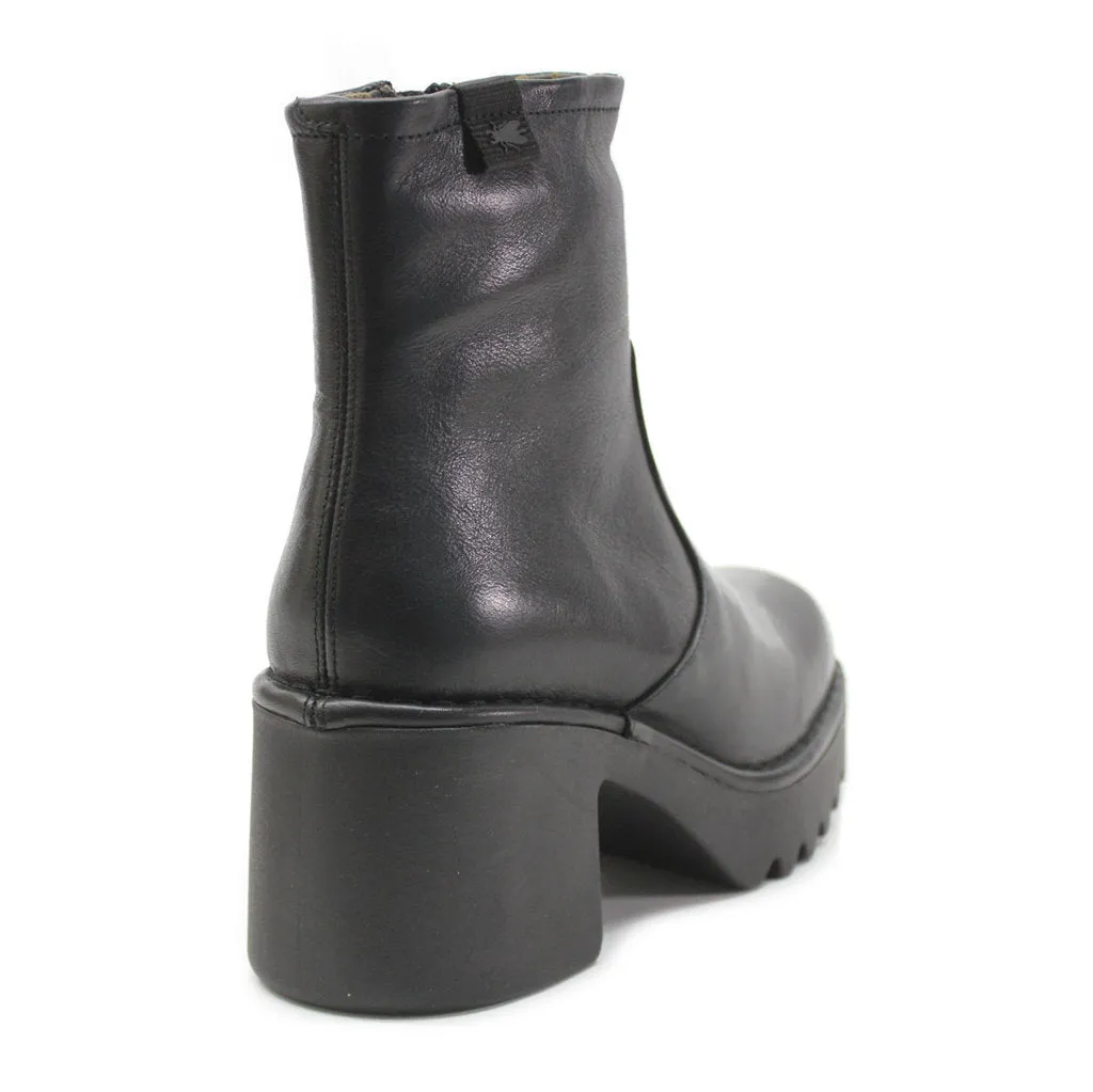 Fly London Moge250Fly Leather Women's Zip Up Block Heel Ankle Boots