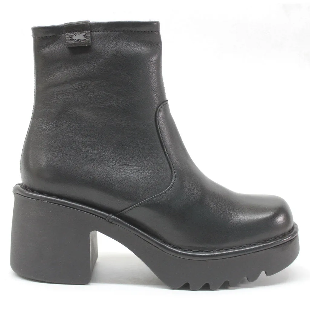 Fly London Moge250Fly Leather Women's Zip Up Block Heel Ankle Boots