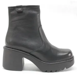 Fly London Moge250Fly Leather Women's Zip Up Block Heel Ankle Boots