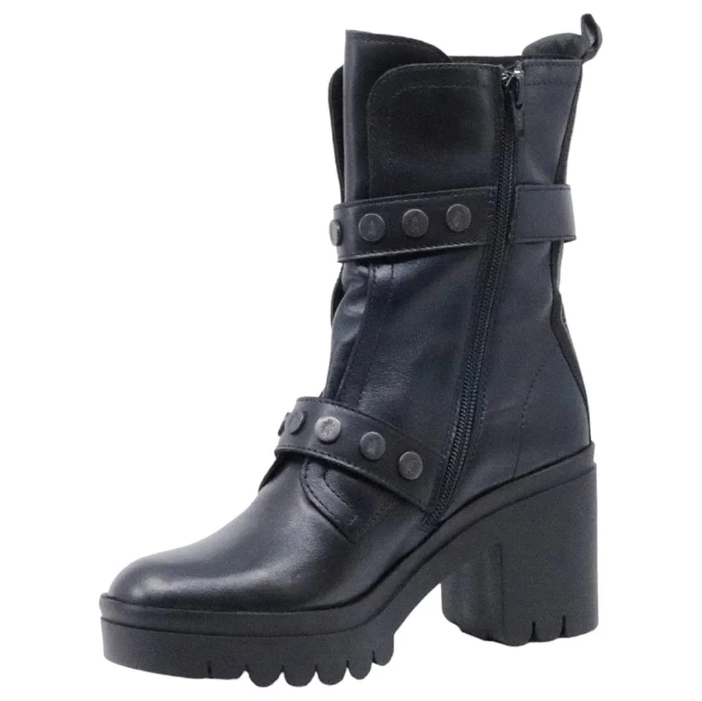 Fly London Tama888Fly Leather Women's Block Heel Zip Up Ankle Boots
