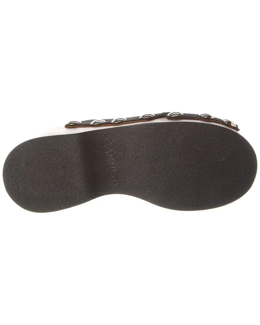 GANNI Retro Peep Toe Suede Clog