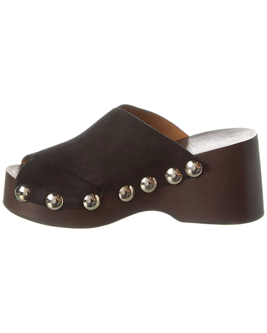 GANNI Retro Peep Toe Suede Clog