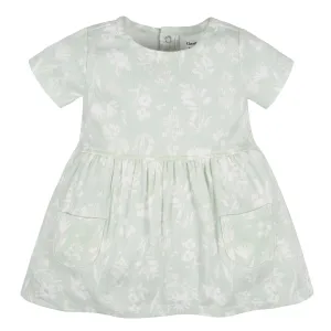 Gerber Baby Girl Cotton Dress – Floral Infant Dress with Pockets & Easy Snap Back - Sage Wildflower - 0-9m Babykids Gerber