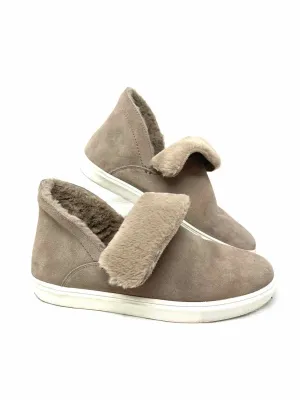 Gianni Bini Size 8 Taupe Suede Faux Fur Trim Shoes Ankle Boots