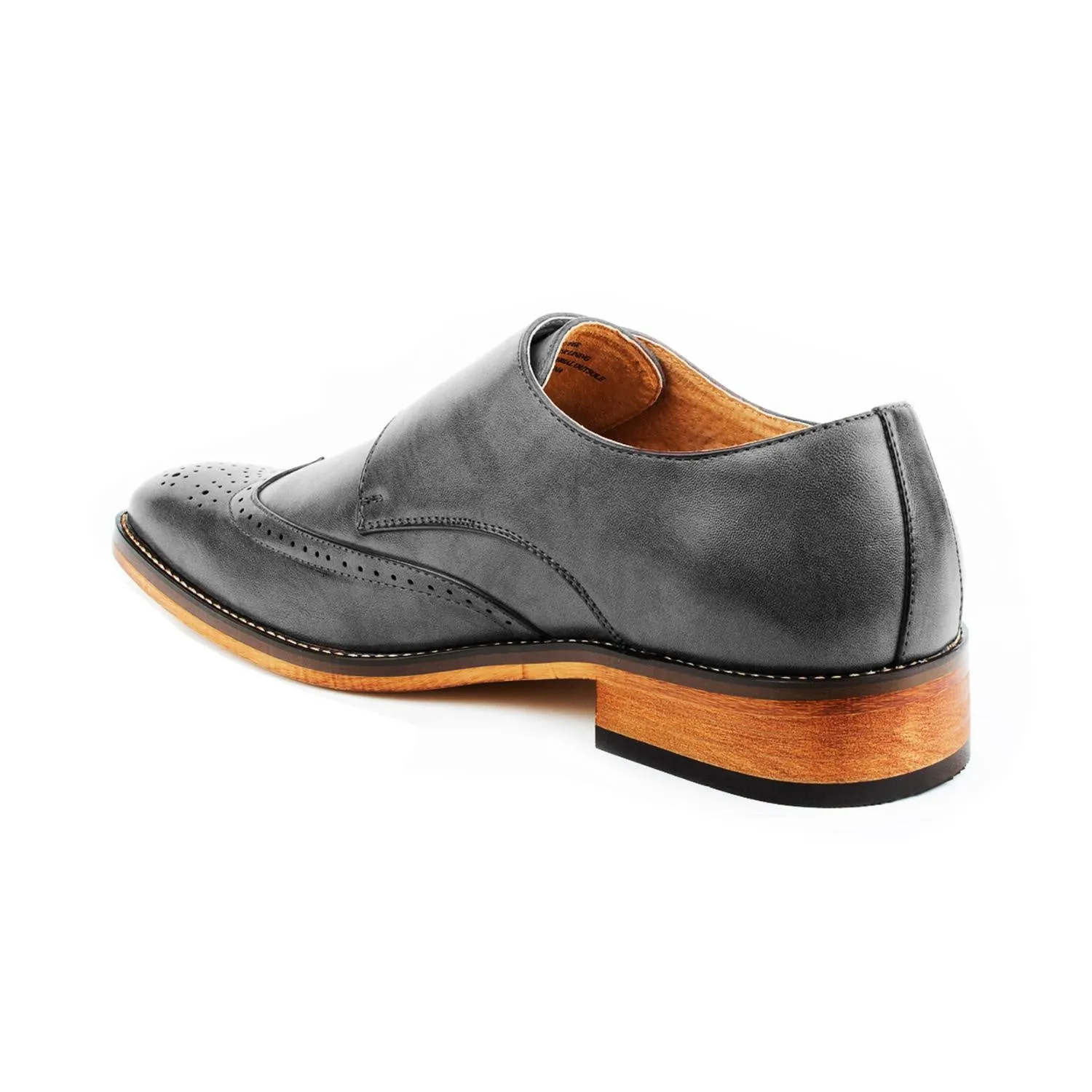 Gino Vitale Men's Monk Strap Brogue Dress Shoes