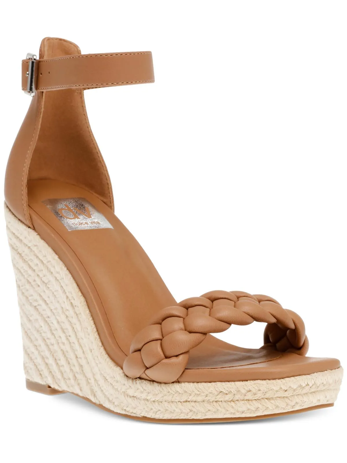 Harriat Womens Faux Leather Ankle Strap Wedge Sandals