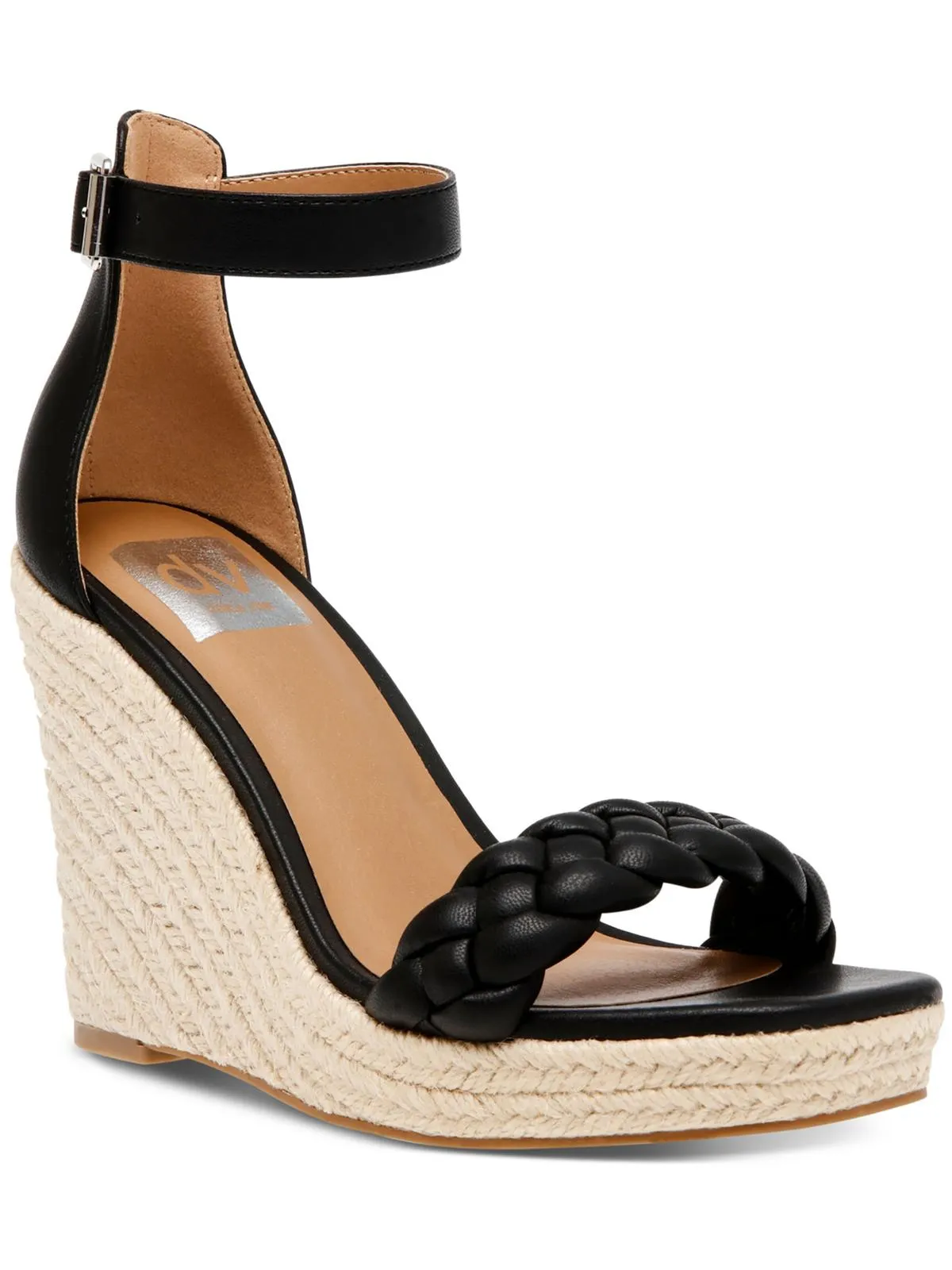 Harriat Womens Faux Leather Ankle Strap Wedge Sandals