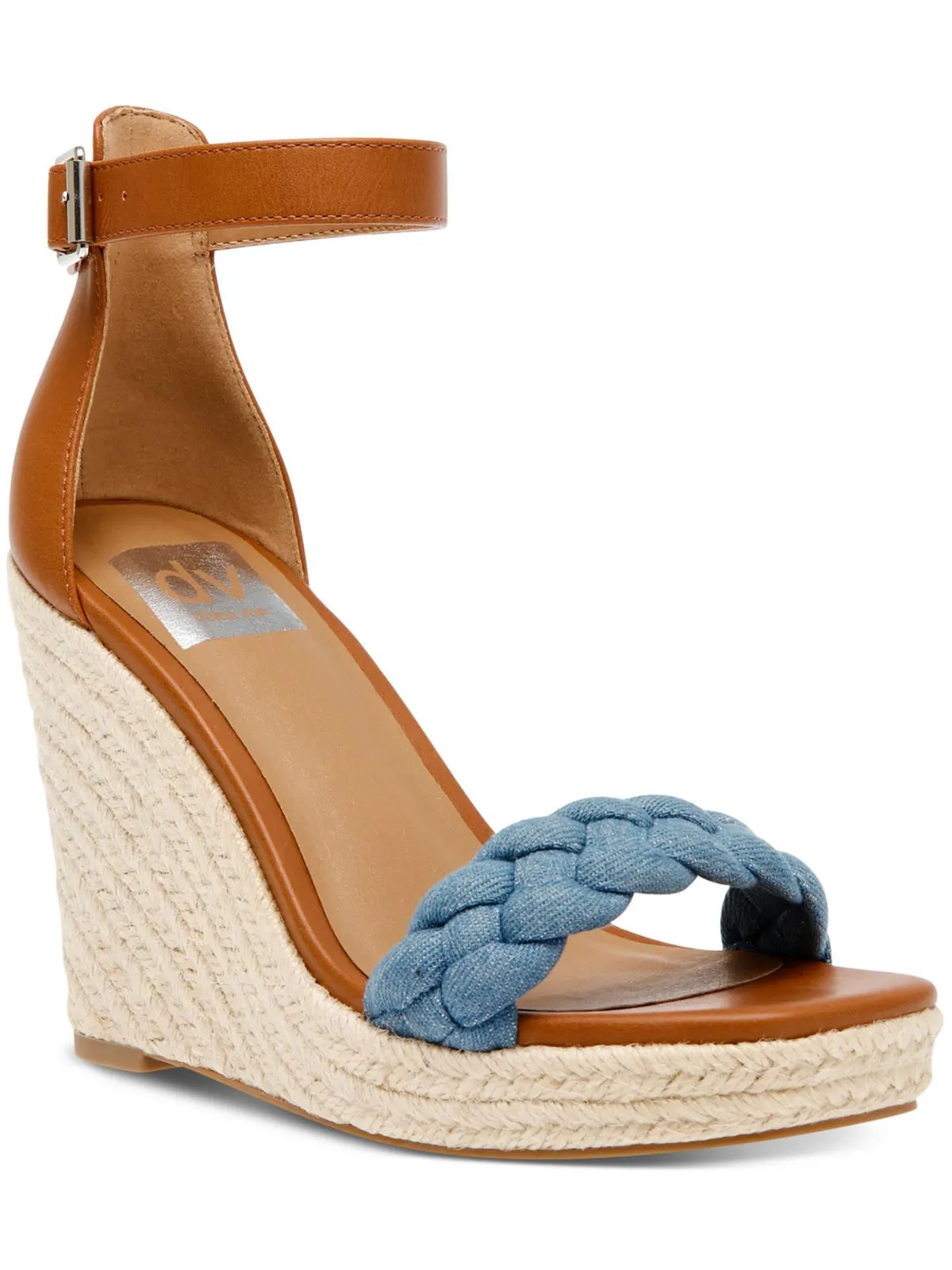 Harriat Womens Faux Leather Ankle Strap Wedge Sandals