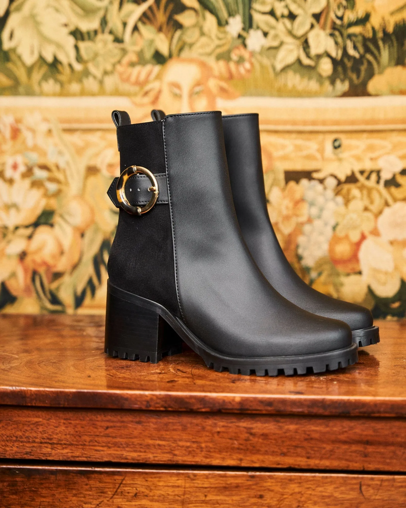 Hercules Recycled Vegan Leather Heeled Boots | Black