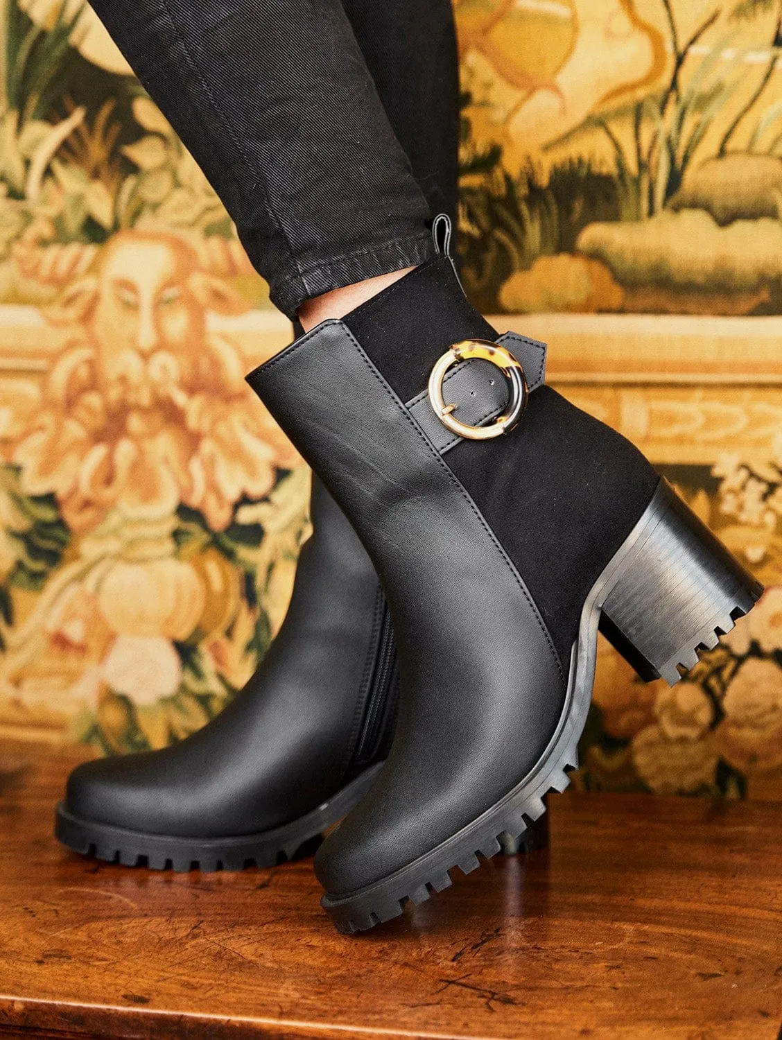 Hercules Recycled Vegan Leather Heeled Boots | Black