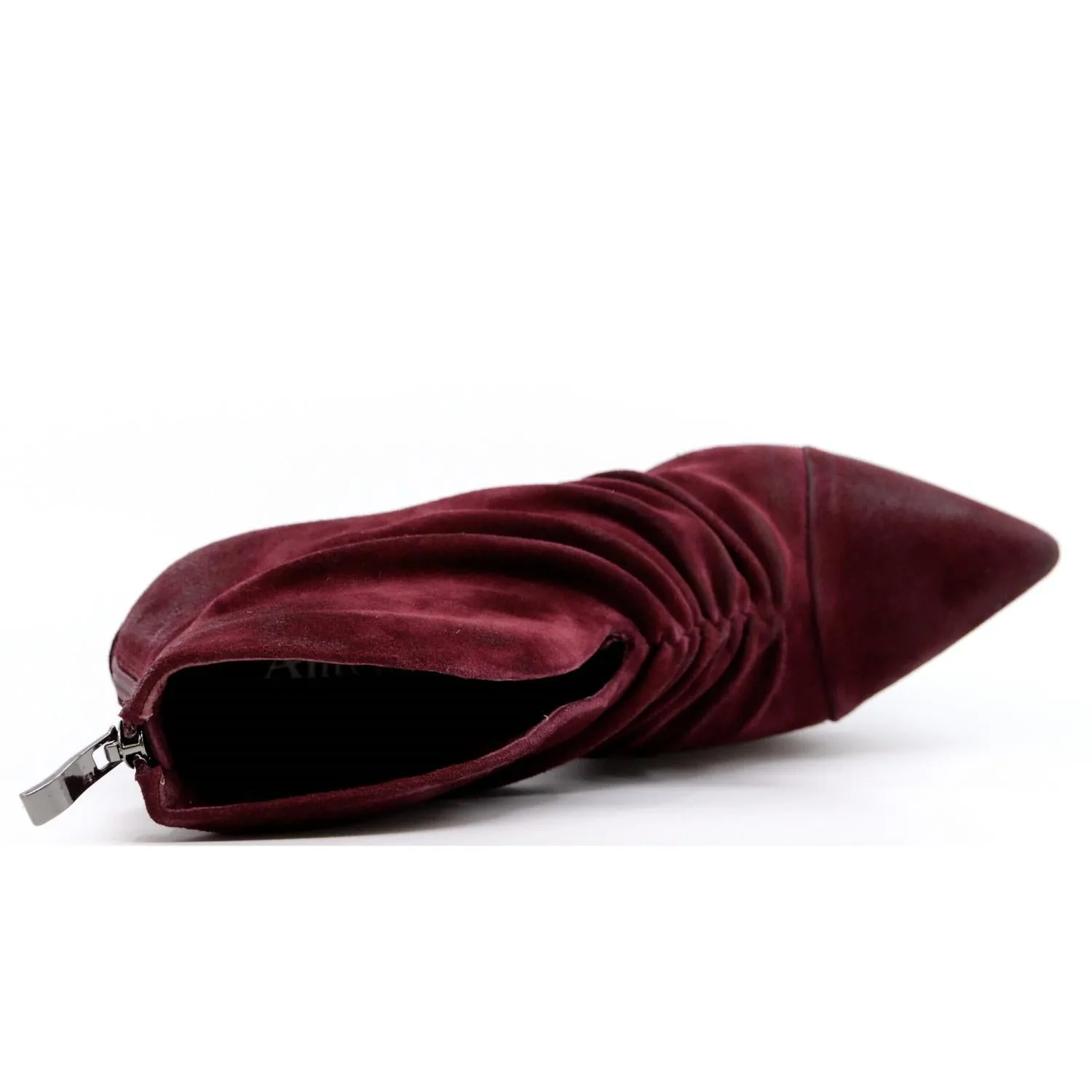 Hetty Suede Heel Boots In Bordeaux