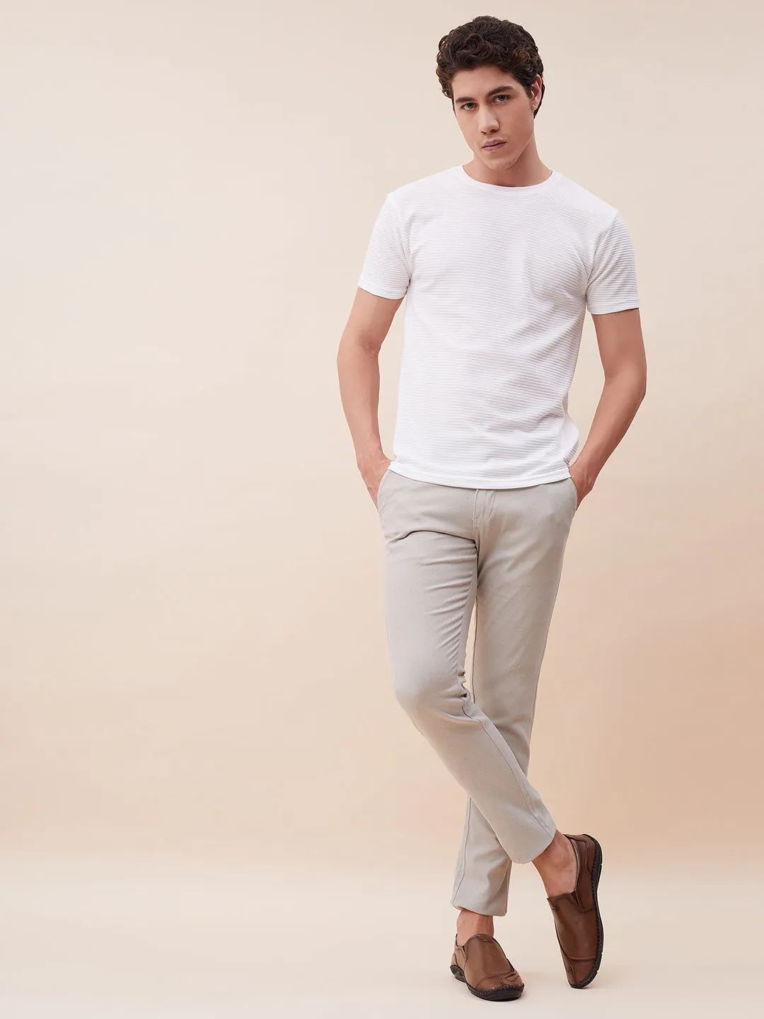 HITZ101 Men's Tan Leather Casual Slip-On Shoes