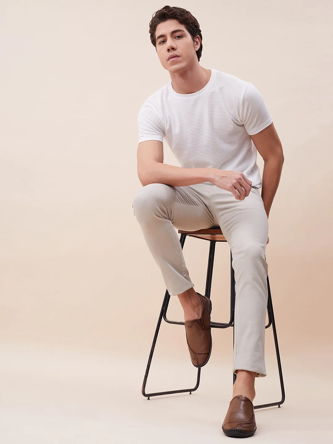 HITZ101 Men's Tan Leather Casual Slip-On Shoes