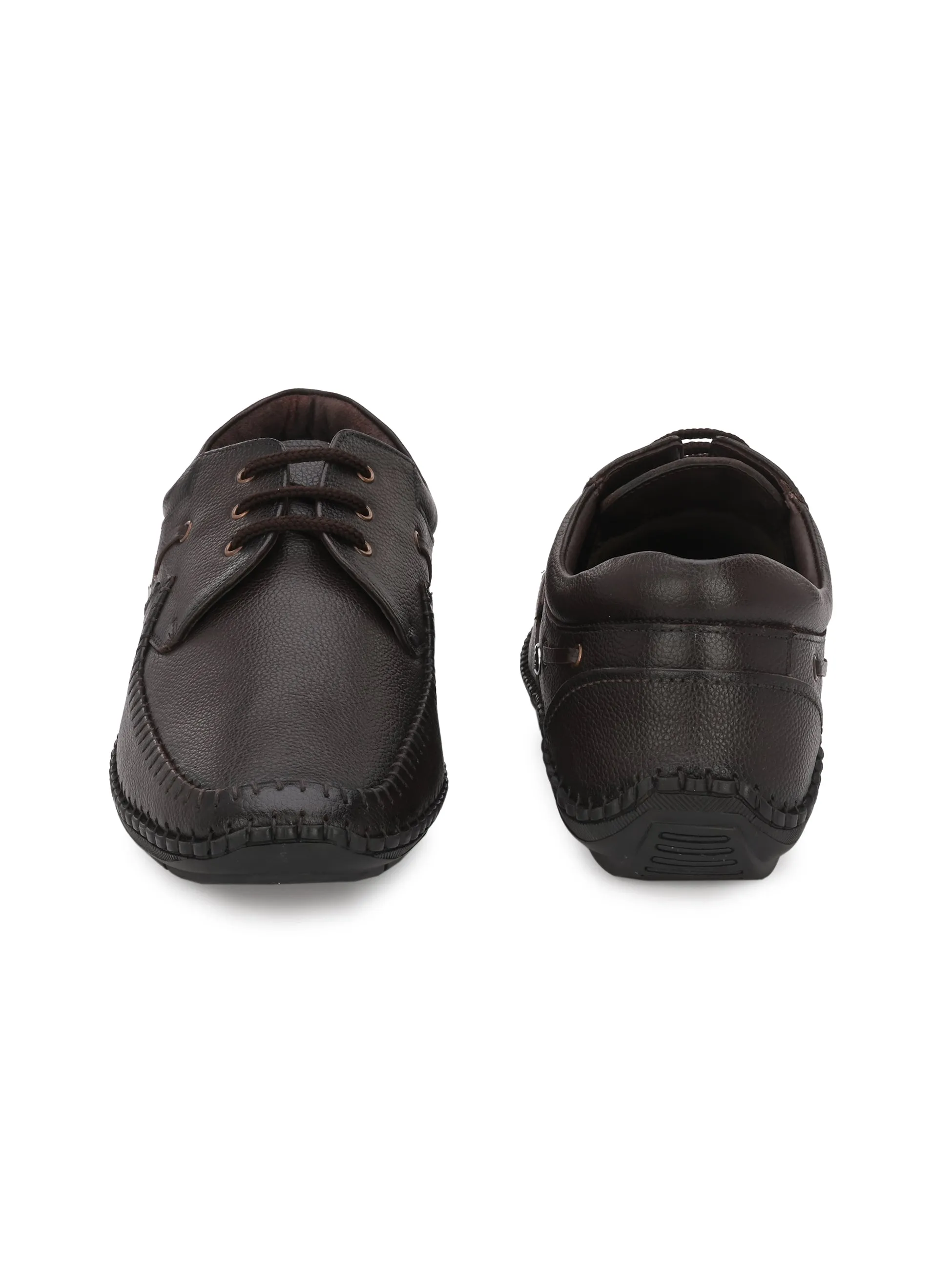 HITZ103 Men's Brown Leather Casual Lace-Up Shoes