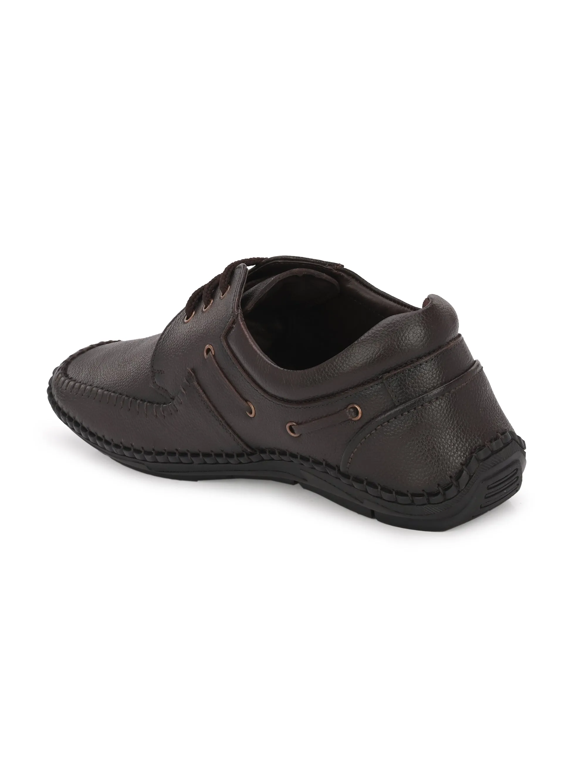 HITZ103 Men's Brown Leather Casual Lace-Up Shoes