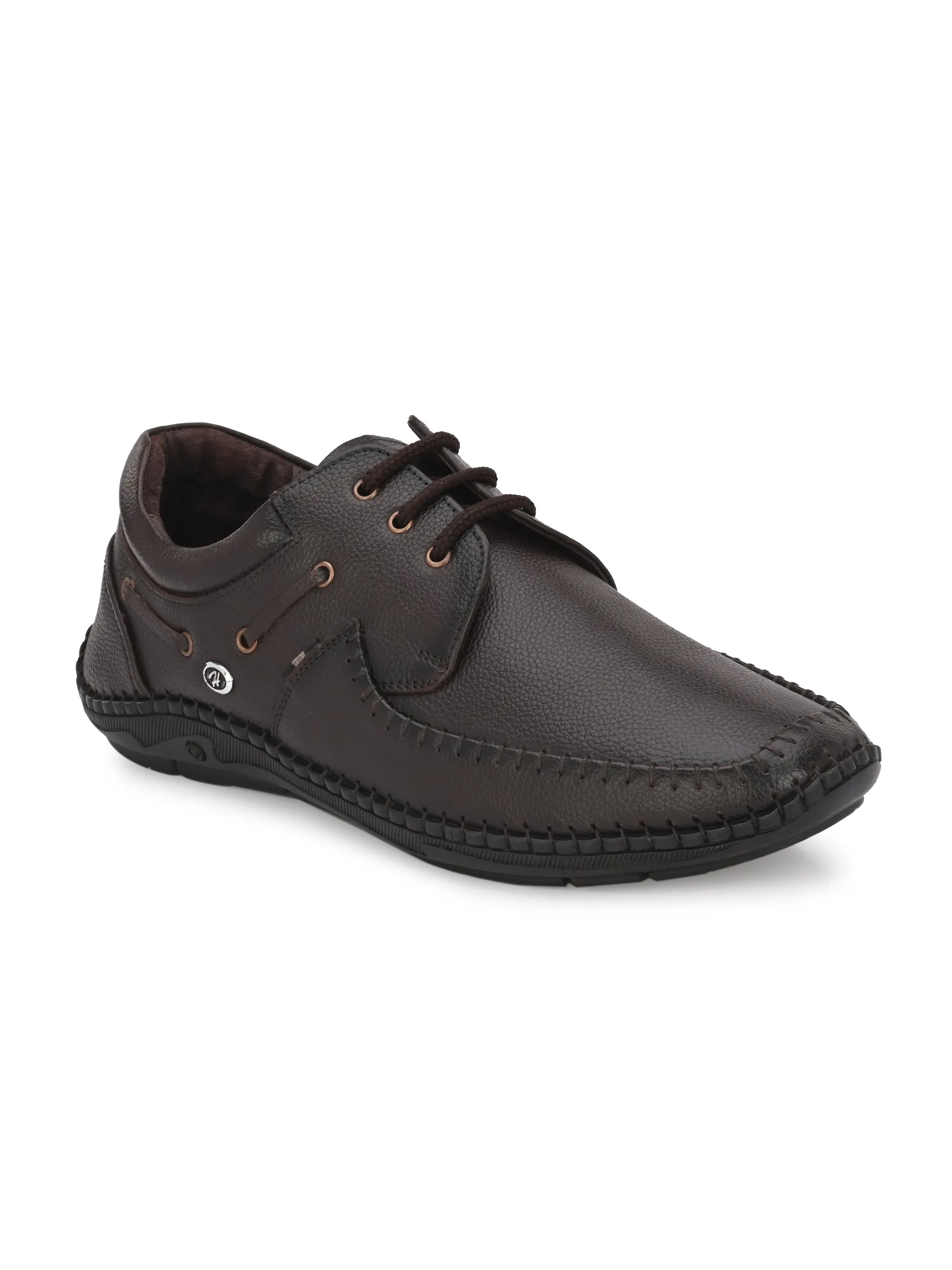 HITZ103 Men's Brown Leather Casual Lace-Up Shoes
