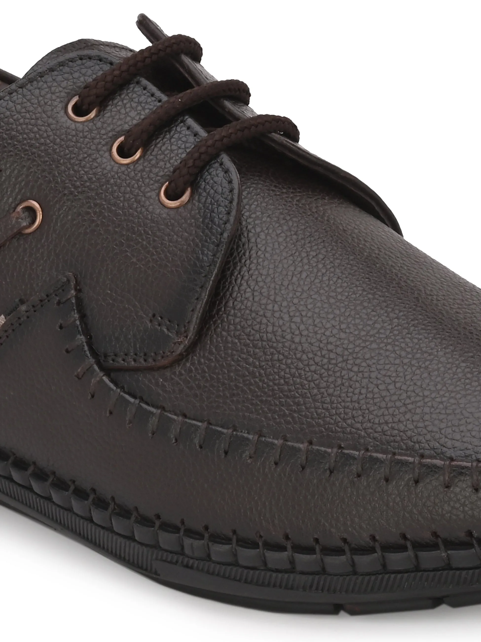 HITZ103 Men's Brown Leather Casual Lace-Up Shoes