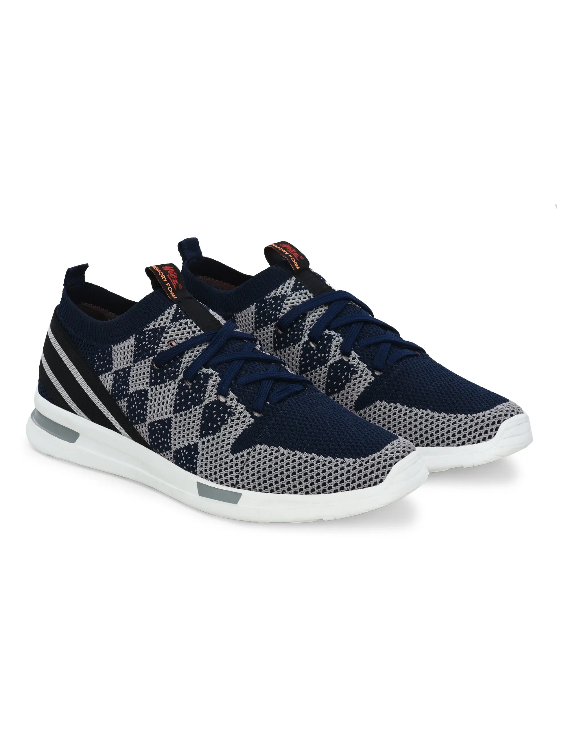 HITZ211 Men's Blue Leather Casual Lace-Up Shoes