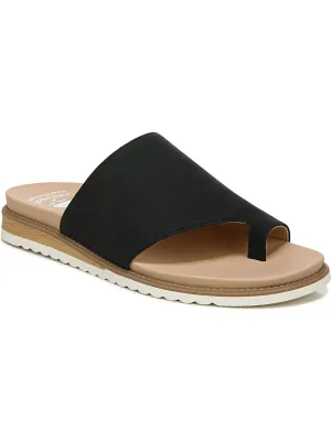 Island Peace Womens Faux Leather Toe Loop Slide Sandals