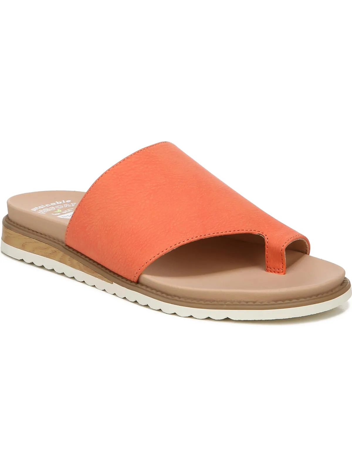 Island Peace Womens Faux Leather Toe Loop Slide Sandals
