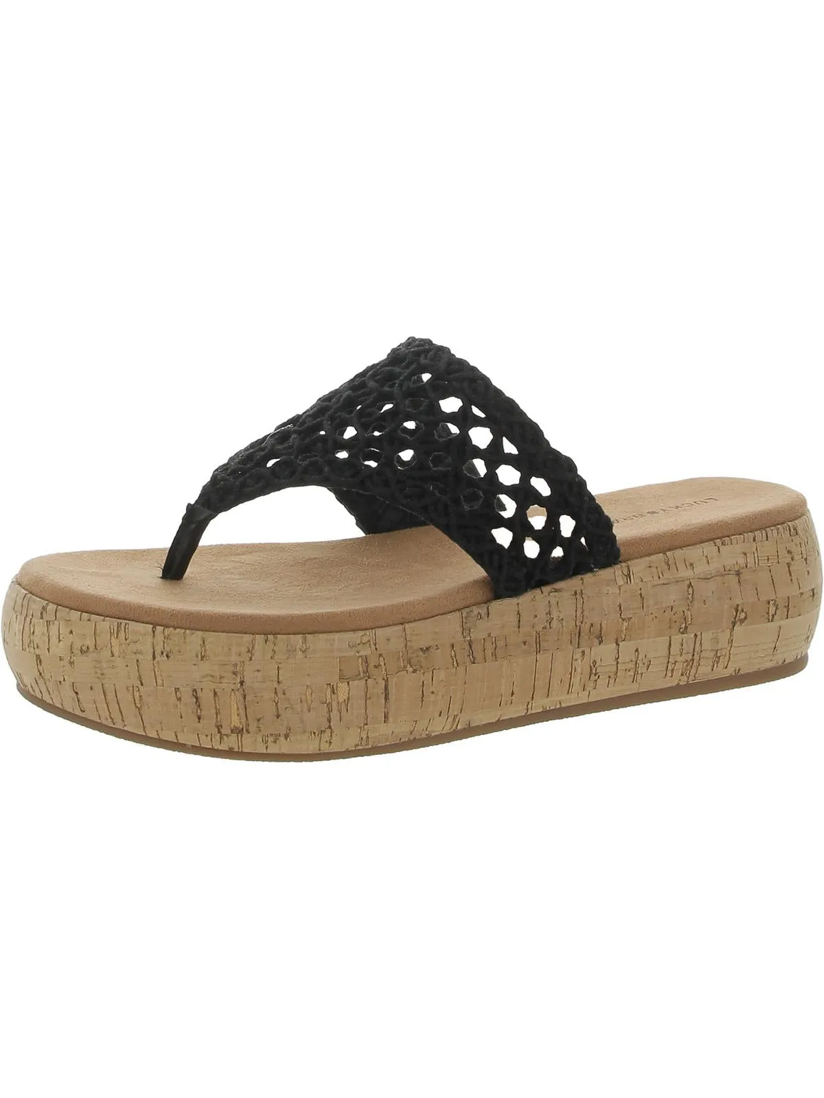 Jaslene Womens Macrame Thong Slide Sandals