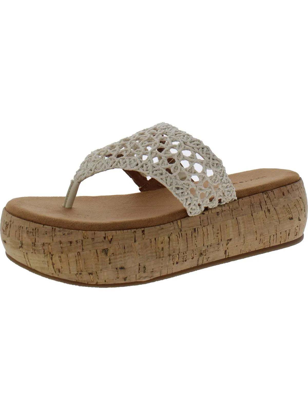 Jaslene Womens Macrame Thong Slide Sandals