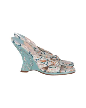 Jimmy Choo Printed Slip On High Heel Sandals in Multicolor Cotton