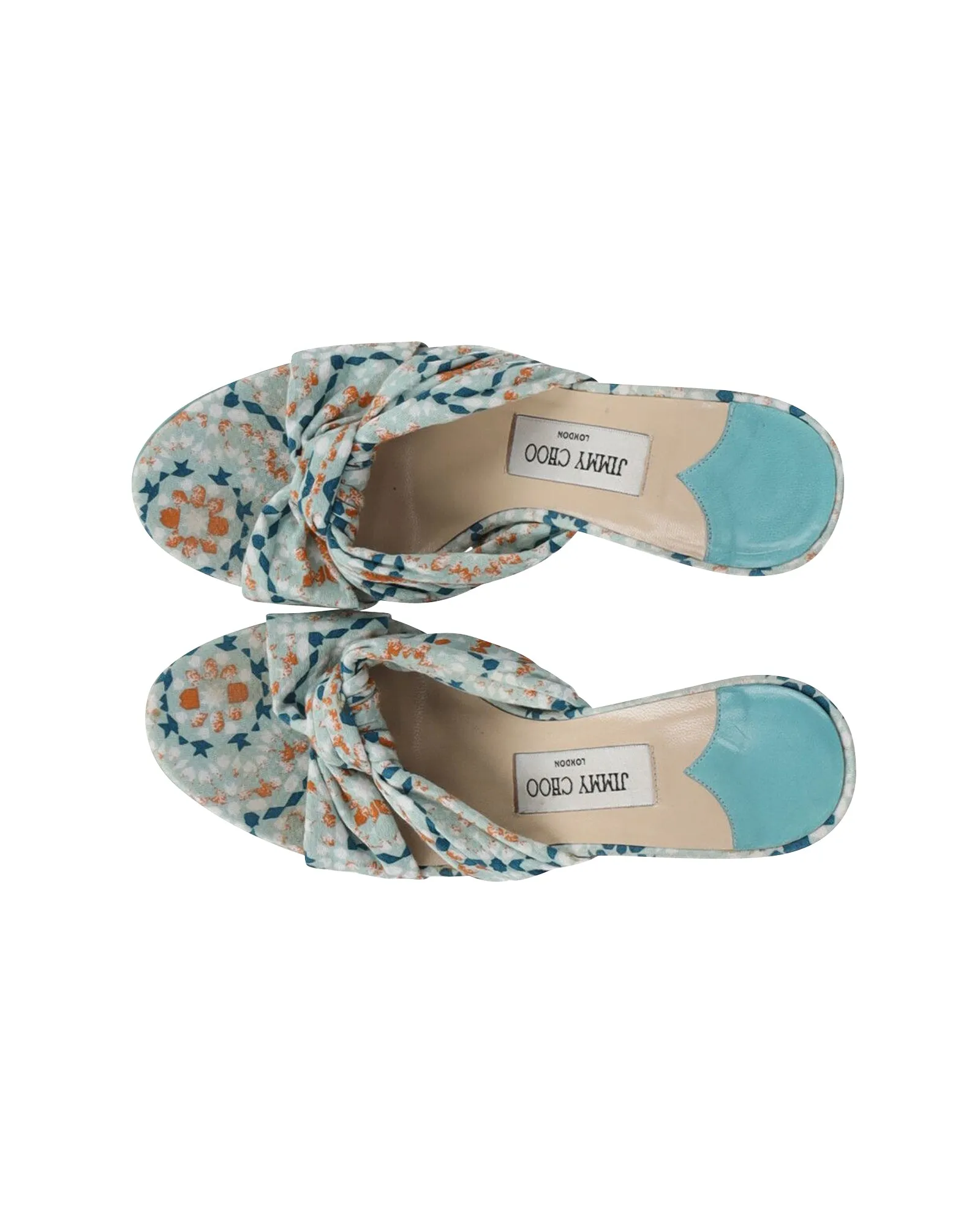 Jimmy Choo Printed Slip On High Heel Sandals in Multicolor Cotton