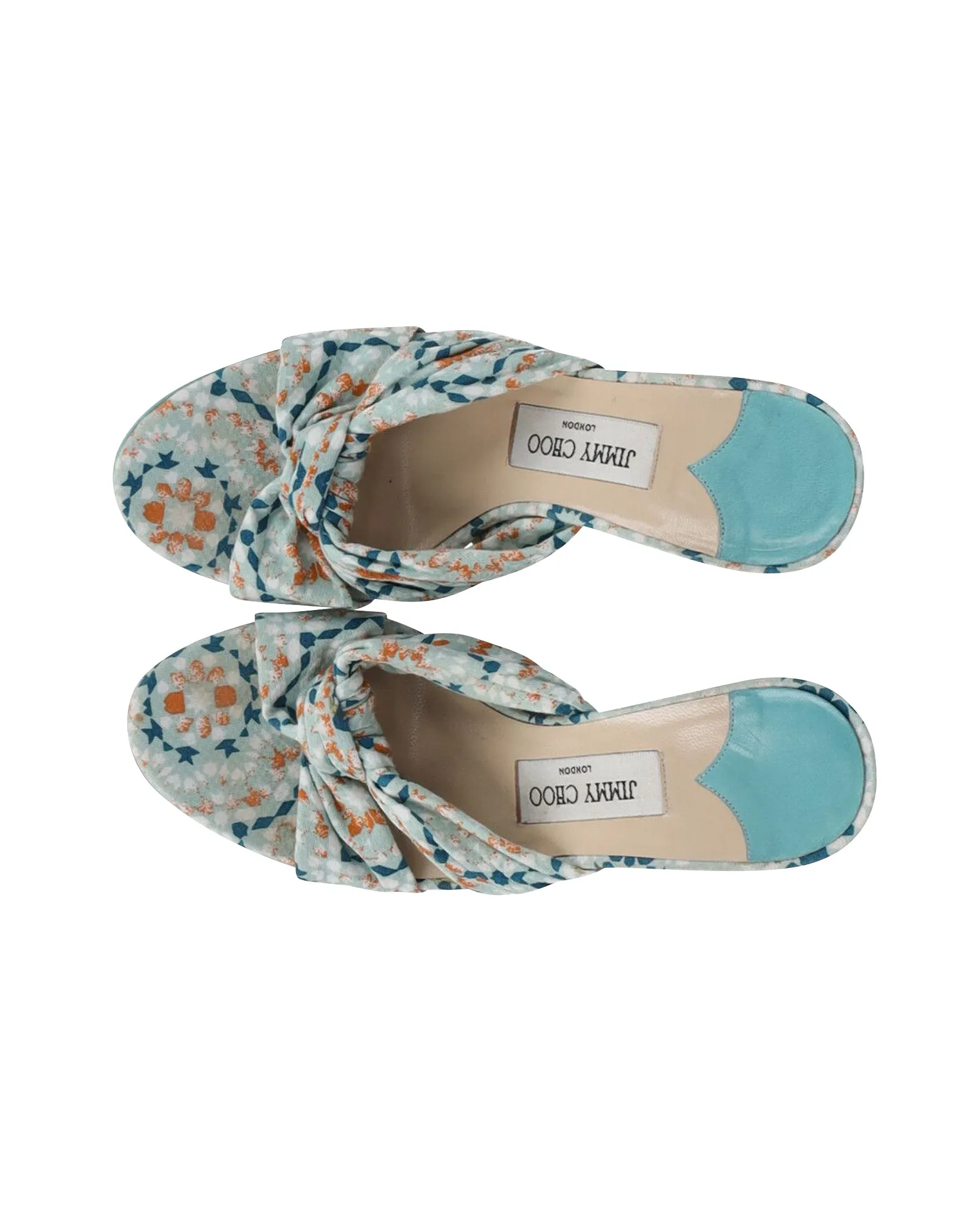 Jimmy Choo Printed Slip On High Heel Sandals in Multicolor Cotton