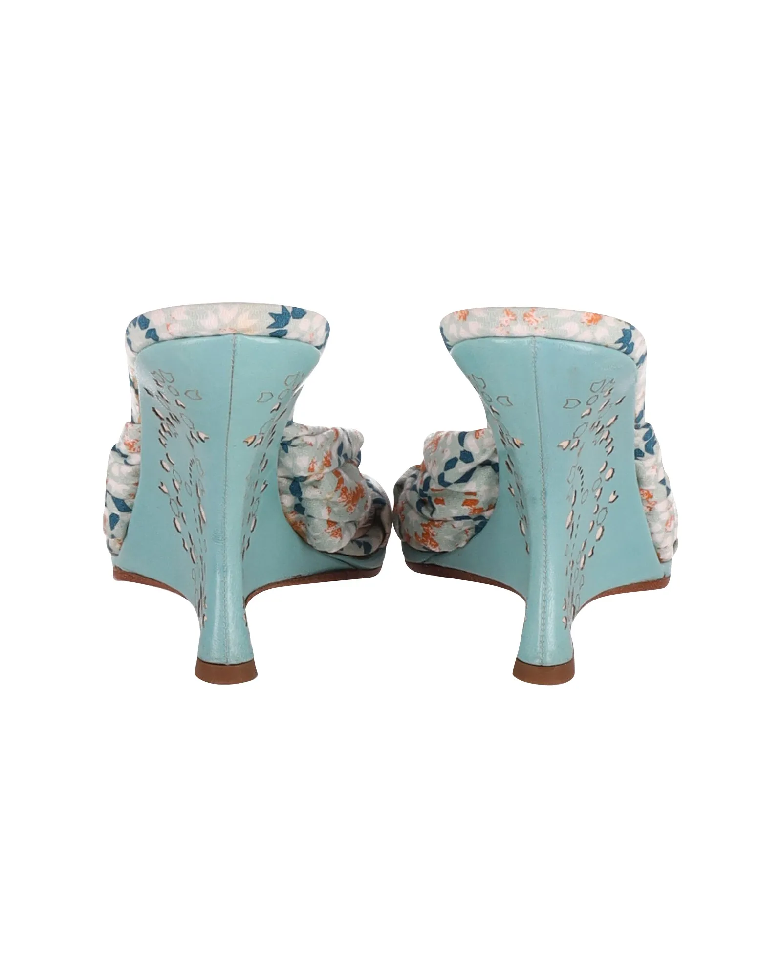 Jimmy Choo Printed Slip On High Heel Sandals in Multicolor Cotton