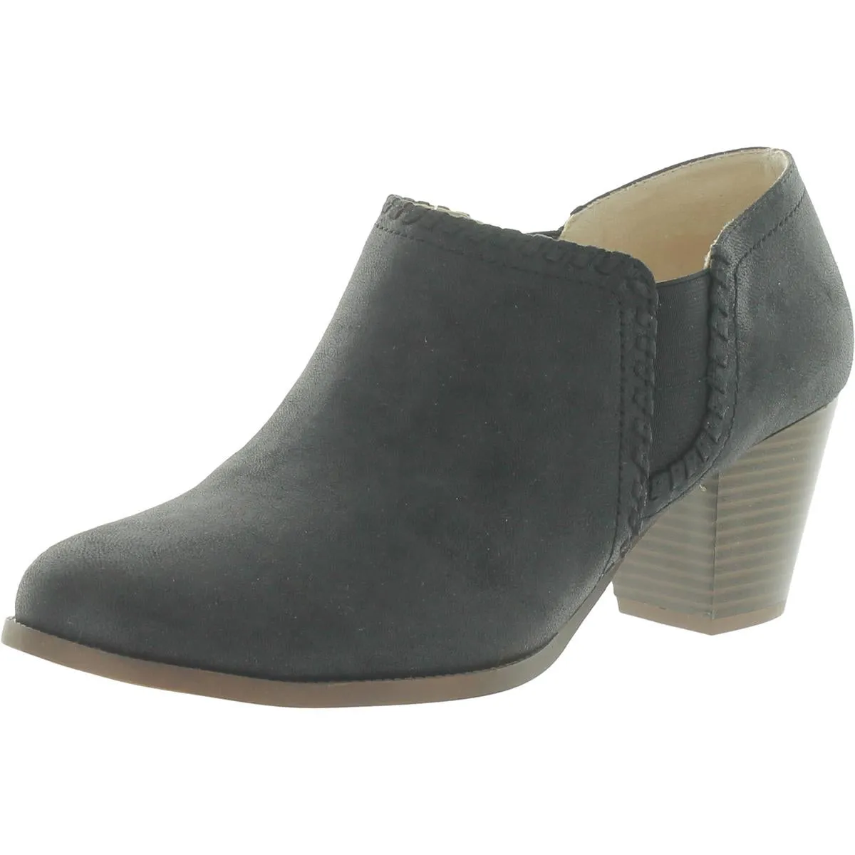 Joelle Womens Faux Leather Heeled Ankle Boots