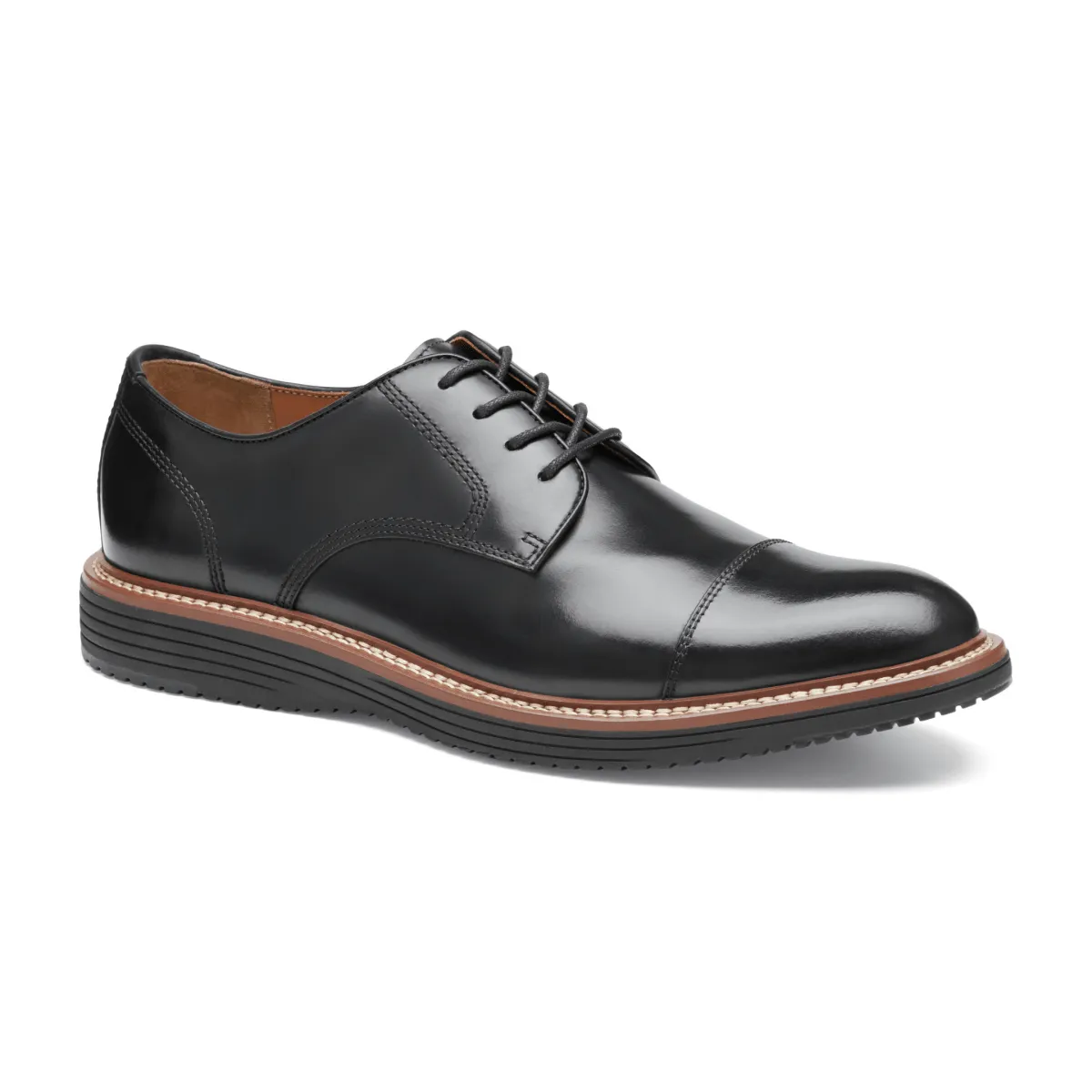 Johnston & Murphy Men's Upton Dress Cap Toe Black Full Grain Leather
