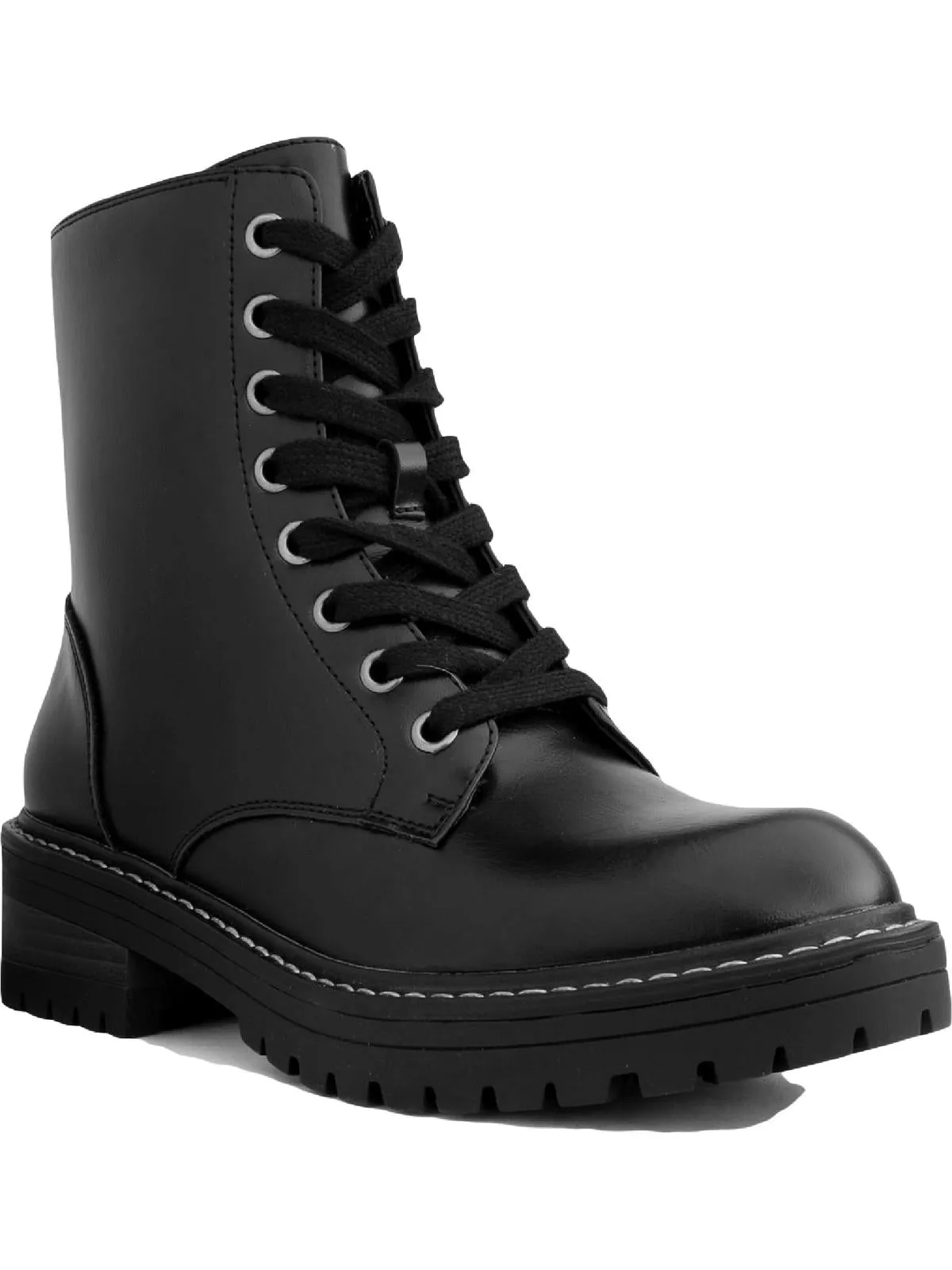 Kaedy Womens Faux Leather Combat & Lace-up Boots