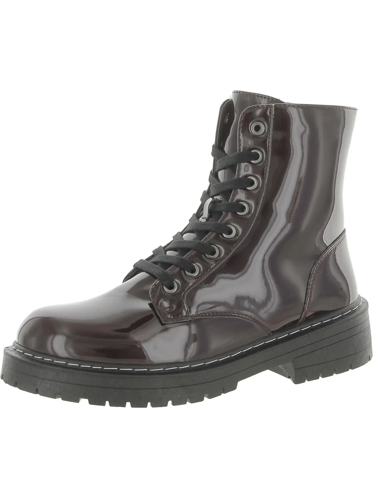 Kaedy Womens Faux Leather Combat & Lace-up Boots