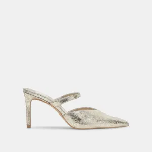 KANIKA WIDE HEELS PLATINUM DISTRESSED LEATHER