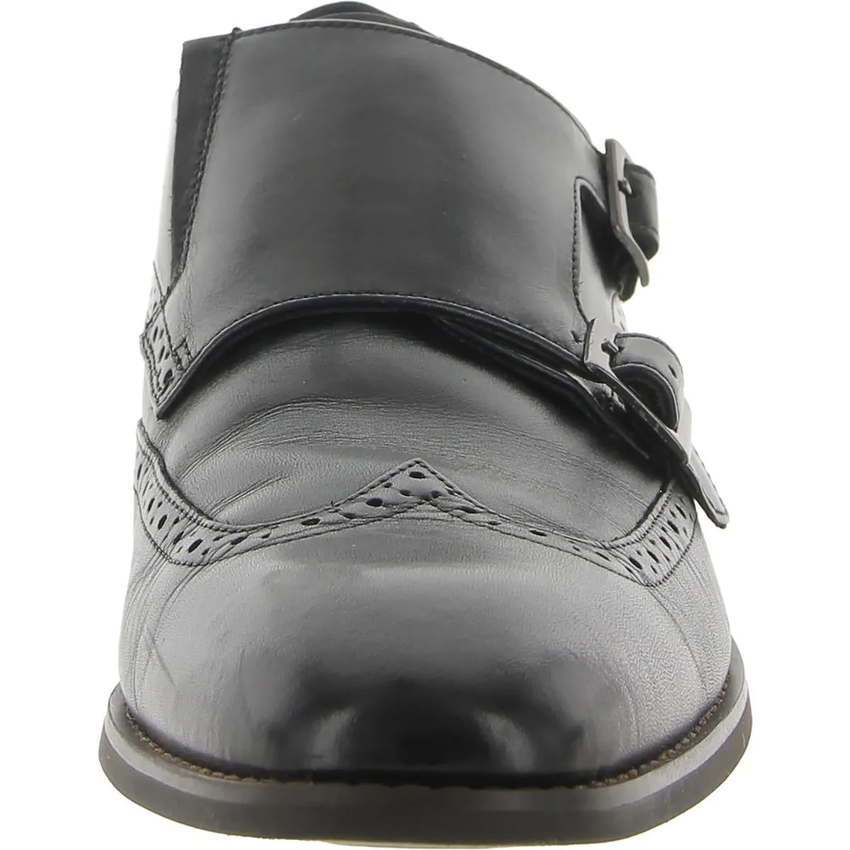 Karson Mens Leather Brogue Monk Shoes