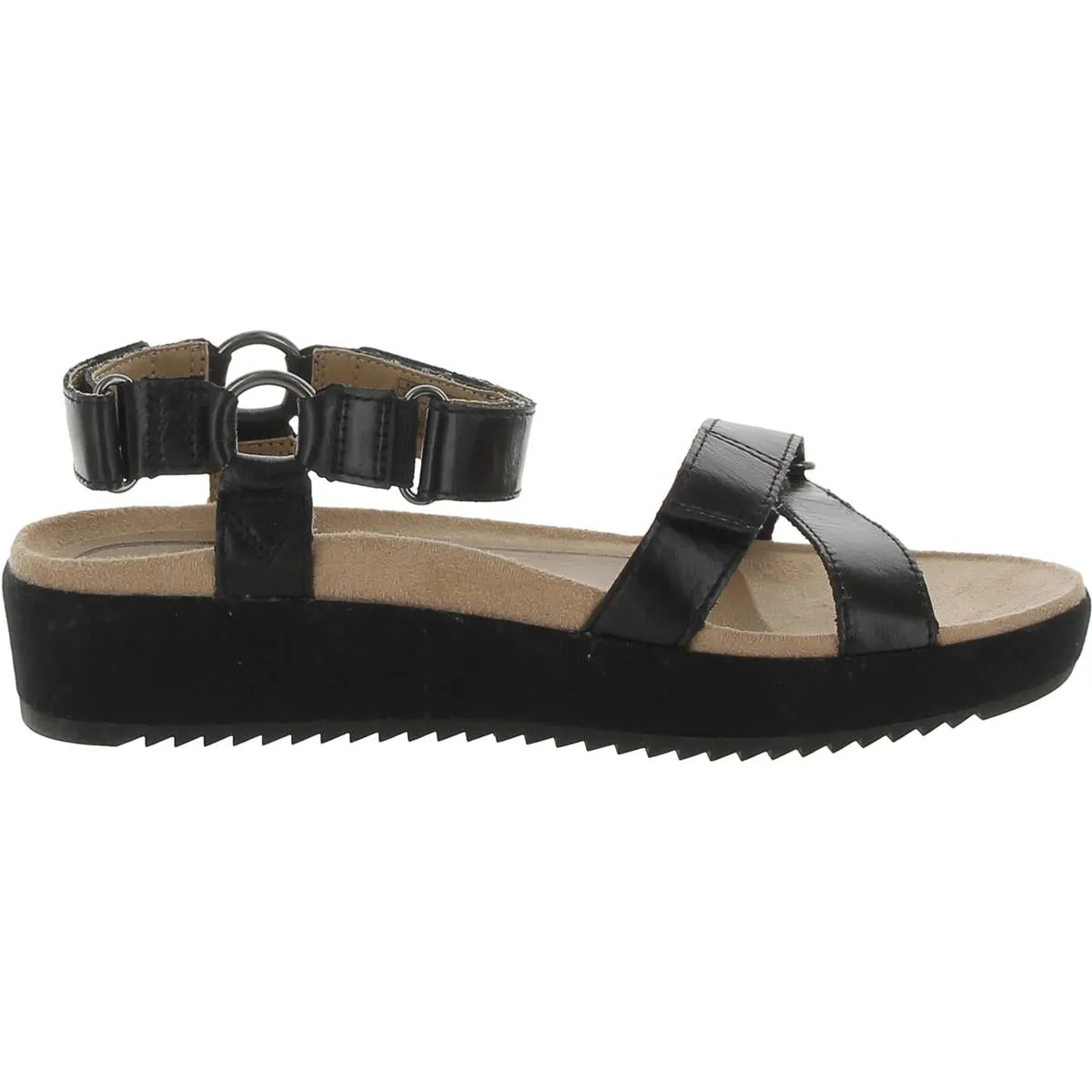 Kayan Womens Leather Flatform Footbed Sandals