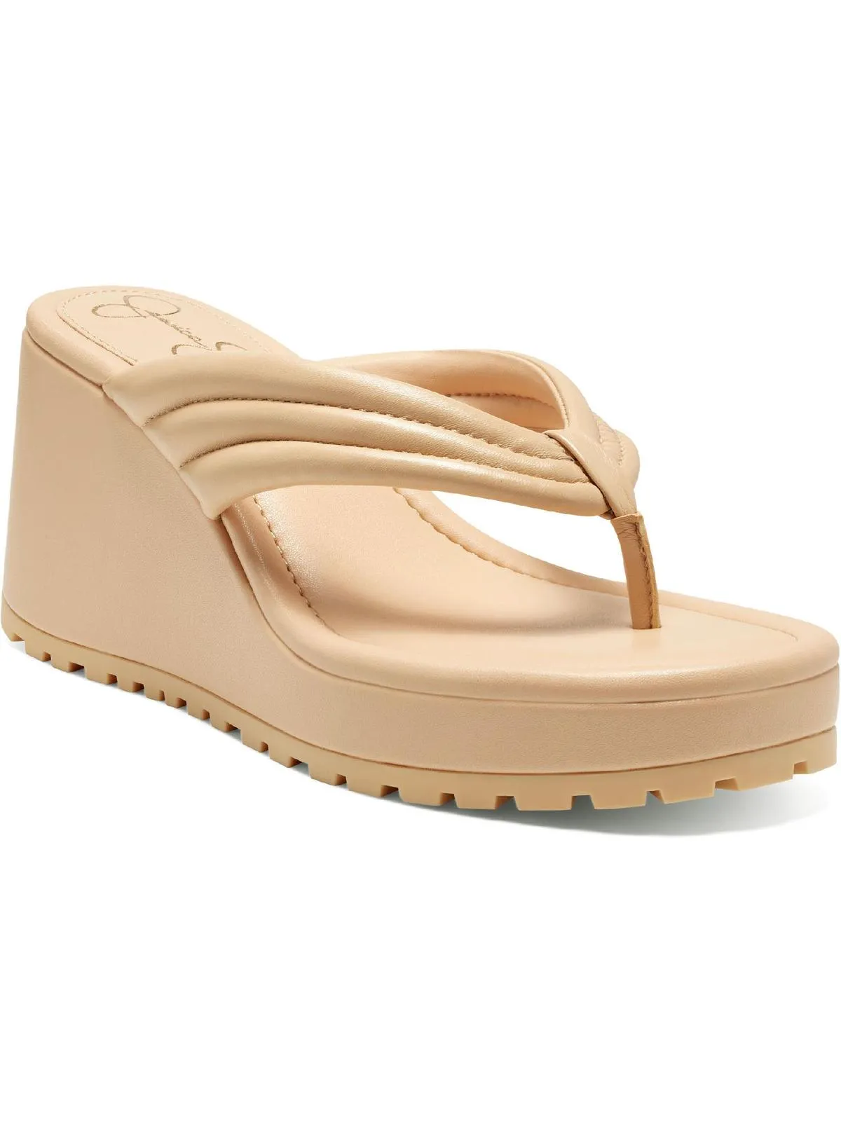 Kemnie Womens Leather Slip On Wedge Sandals