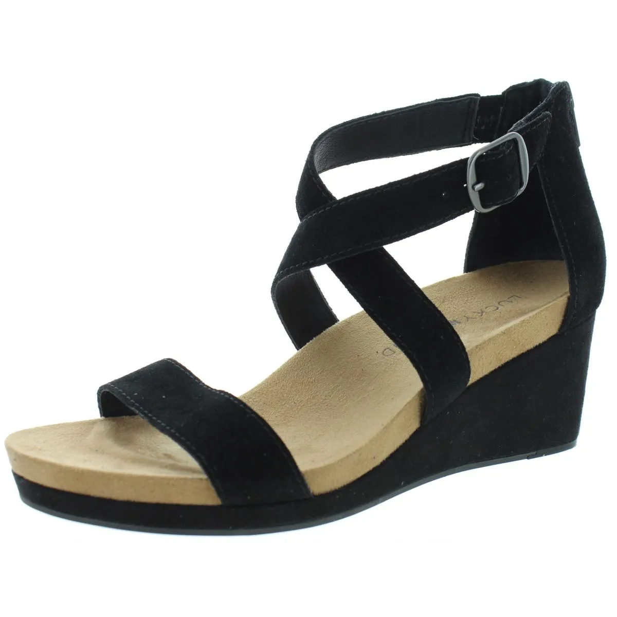 Kenadee Womens Suede Strappy Wedge Sandals