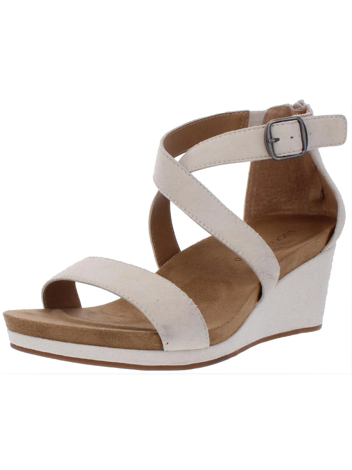 Kenadee Womens Suede Strappy Wedge Sandals