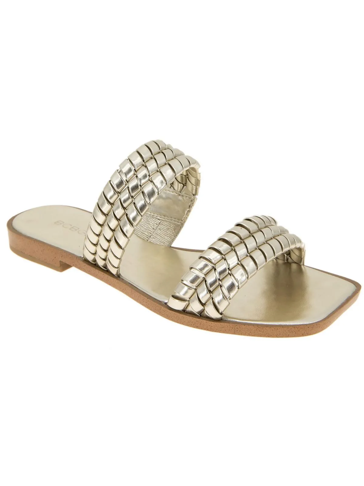 Lara Womens Faux Leather Braided Slide Sandals
