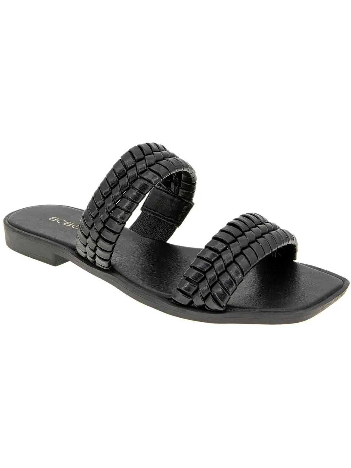 Lara Womens Faux Leather Braided Slide Sandals