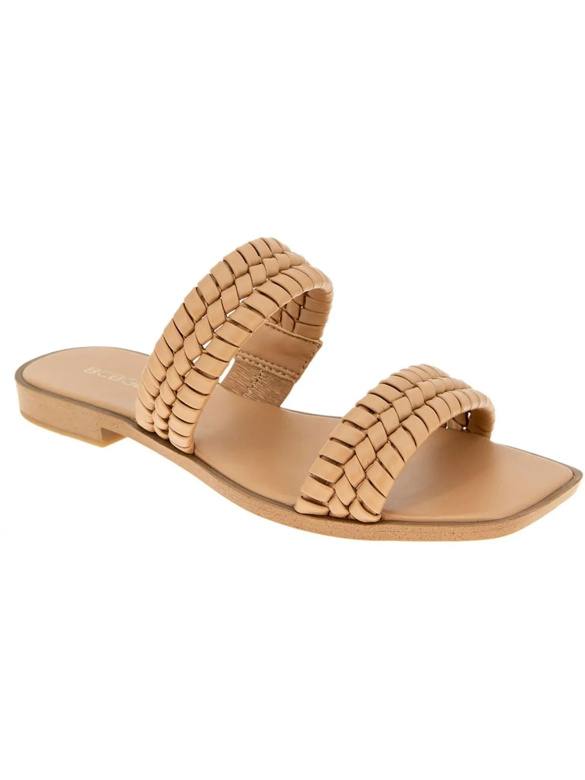 Lara Womens Faux Leather Braided Slide Sandals