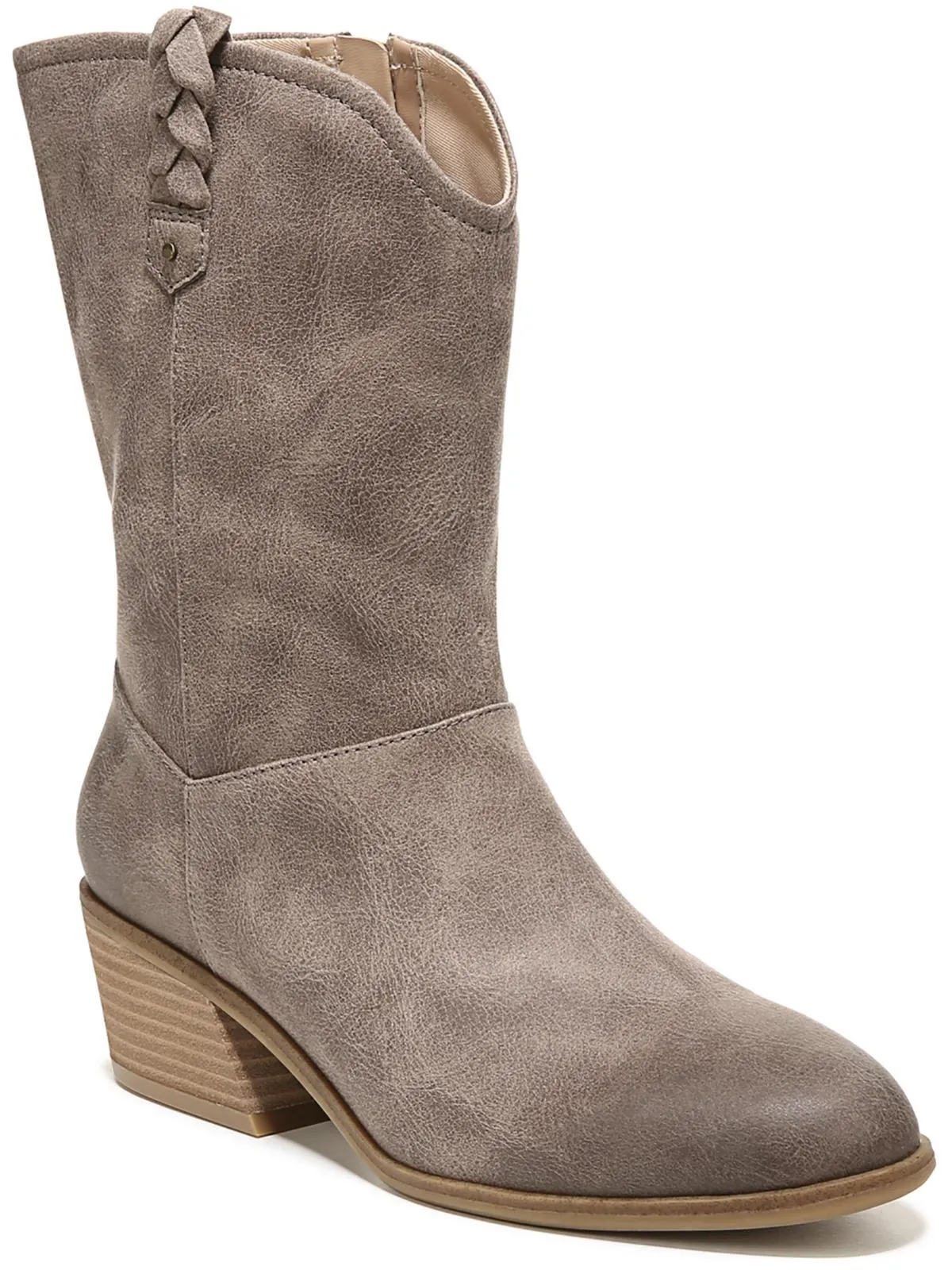 Layla Womens Block Heel Side Zip Mid-Calf Boots