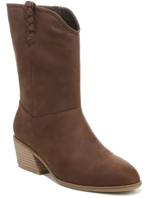 Layla Womens Block Heel Side Zip Mid-Calf Boots
